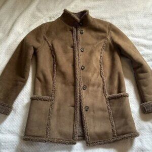 L.L. Bean Small Suede Sherling Coat
